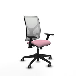 PIQUERAS Y CRESPO Chaise Motilla Synchro Rose et Blanc, Accoudoirs 3D, Base Noire