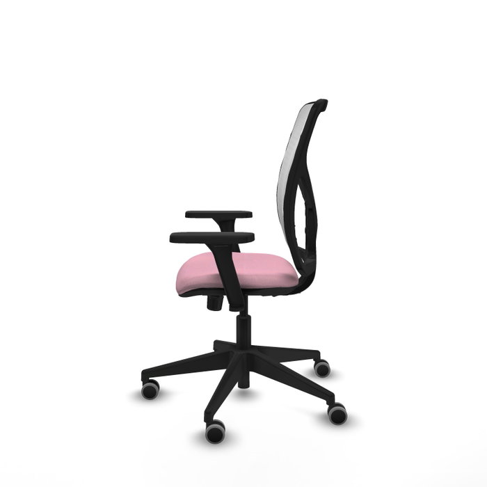 PIQUERAS Y CRESPO Chaise Motilla Synchro Rose et Blanc, Accoudoirs 3D, Base Noire
