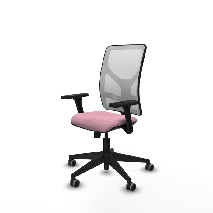PIQUERAS Y CRESPO Chaise Motilla Synchro Rose et Blanc, Accoudoirs 3D, Base Noire