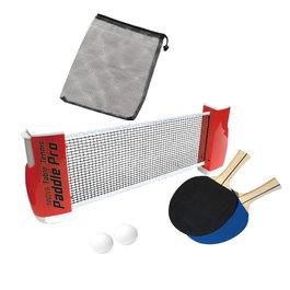 Tachan Set de Tennis de Table Complet avec Filet et 2 Palas en Bois pour Intérieur et Extérieur - Inclut 2 Balles - Système de Montage Élastique Simple - Recommandé +5 ans