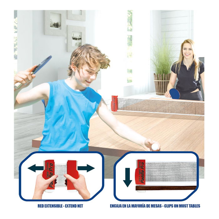 Tachan Set de Tennis de Table Complet avec Filet et 2 Palas en Bois pour Intérieur et Extérieur - Inclut 2 Balles - Système de Montage Élastique Simple - Recommandé +5 ans