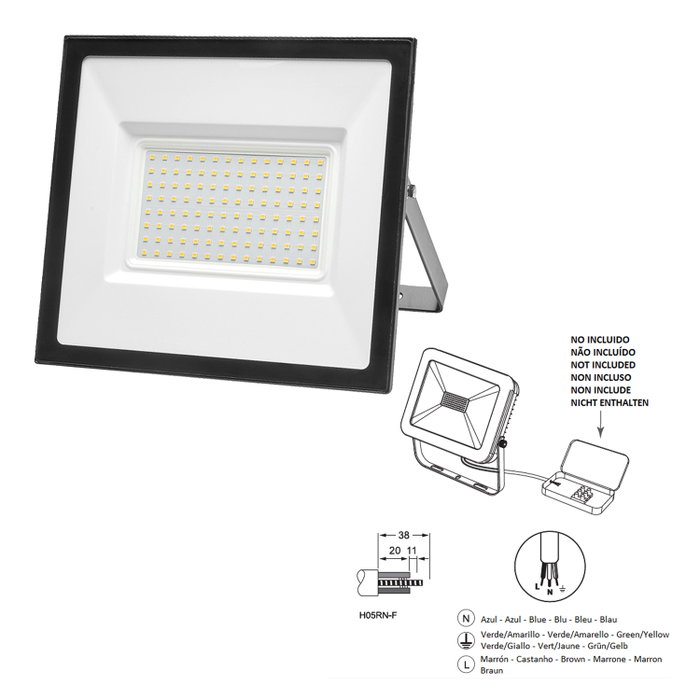WOLFPACK LINEA PROFESIONAL Projecteur LED Plat 100W 4000K IP65