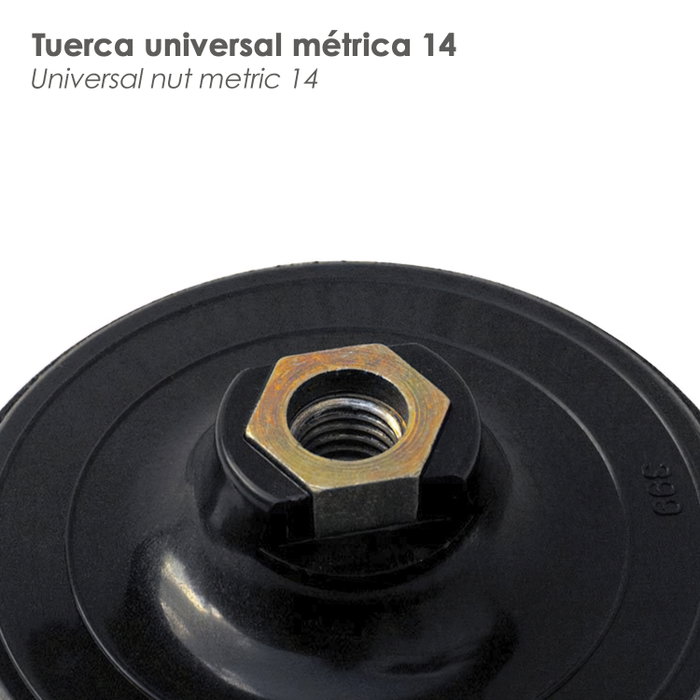 WOLFPACK LINEA PROFESIONAL Plateau de meuleuse velcro 178mm M14 Nylon WOLFPACK LINEA PROFESIONAL Plateau de meuleuse velcro 178mm M14 Nylon