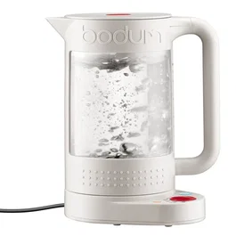 Bodum Bouilloire Électrique Bistro 1.1L 1500W - Intérieur en Verre, Double Paroi, 5 Températures, Blanc
