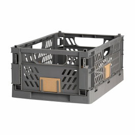 Day Jeu de caisses de rangement pliables gris foncé 50 x 33 x 25 cm