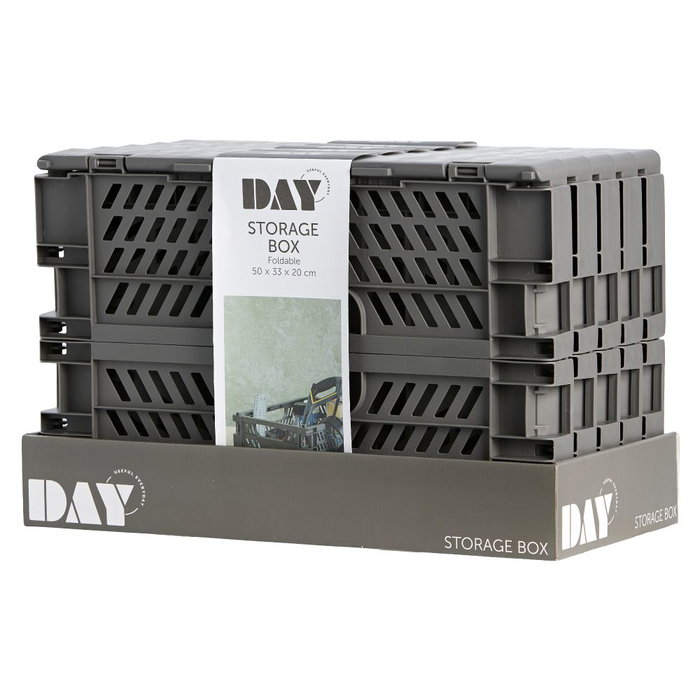 Day Caisse de rangement pliable gris foncé 50 x 33 x 25 cm lot de 2 capacité 27,6 l jusqu'à 45 kg