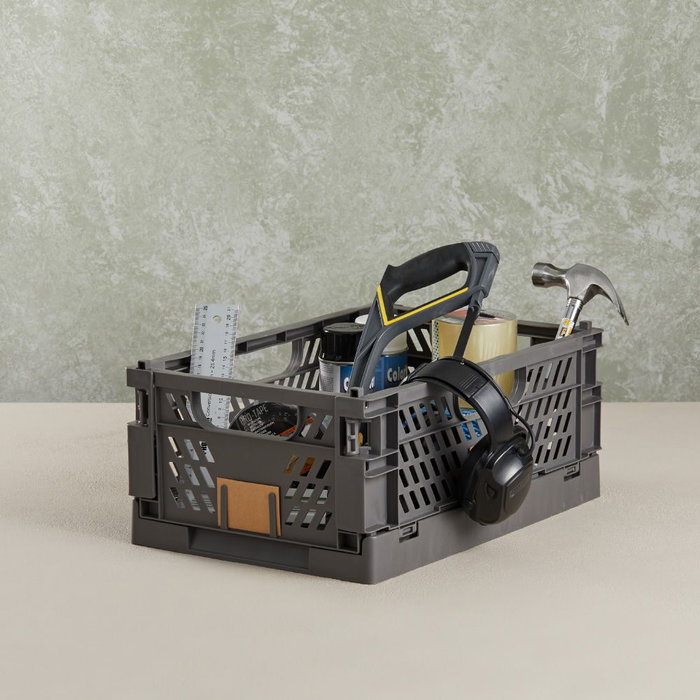 Day Caisse de rangement pliable gris foncé 50 x 33 x 25 cm lot de 2 capacité 27,6 l jusqu'à 45 kg