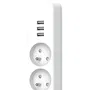 Quarx Multiprise 4 Prises avec Interrupteur et 3 Ports USB de Charge (Câble 1.5m) - Blanche/Grise - Conforme NF - Pour Bureau et Domicile