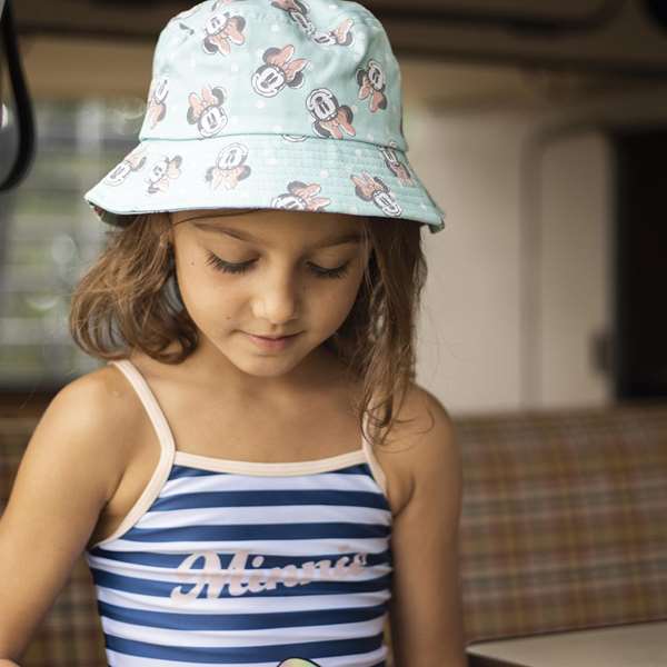 Cerdá - Bonnet de pêcheur Minnie pour enfants - Taille 52 cm (1 à 8 ans) - Turquoise - Coton