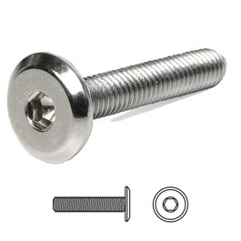 UCAFIX Vis de décoration tête plate Allen M6, 35 mm, Nickel