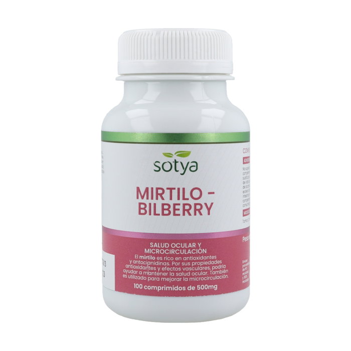 SOTYA Mirtilo - Bilberry 100 comprimés de 500mg SOTYA Mirtilo - Bilberry 100 comprimés de 500mg