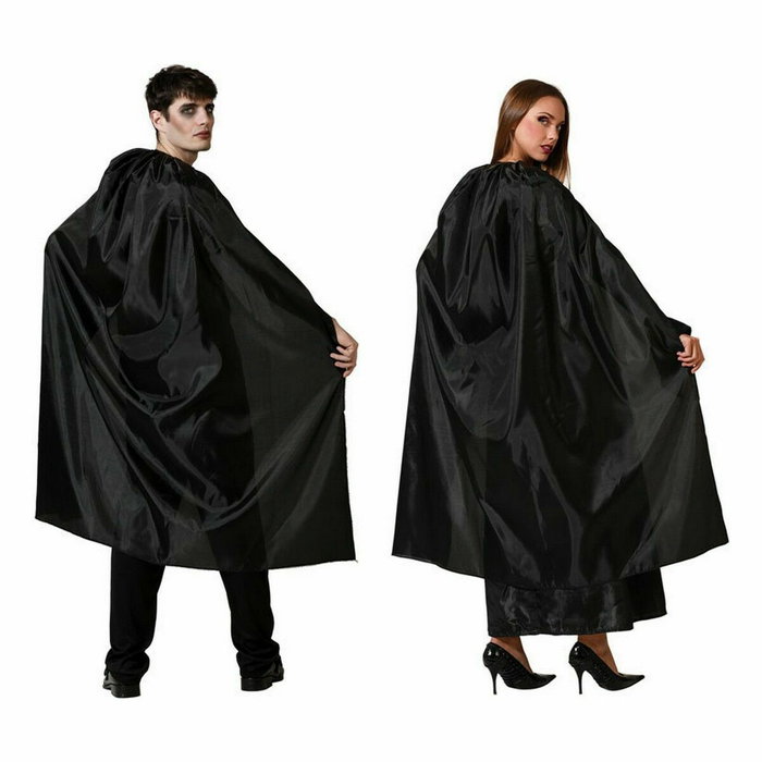 Cape longue noire de 130 cm unisexe pour déguisement de vampire