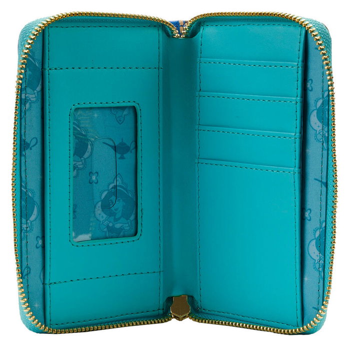 Loungefly Porte-monnaie zippé Disney Princesse Jasmine Aladdin en cuir végan, avec doublure assortie