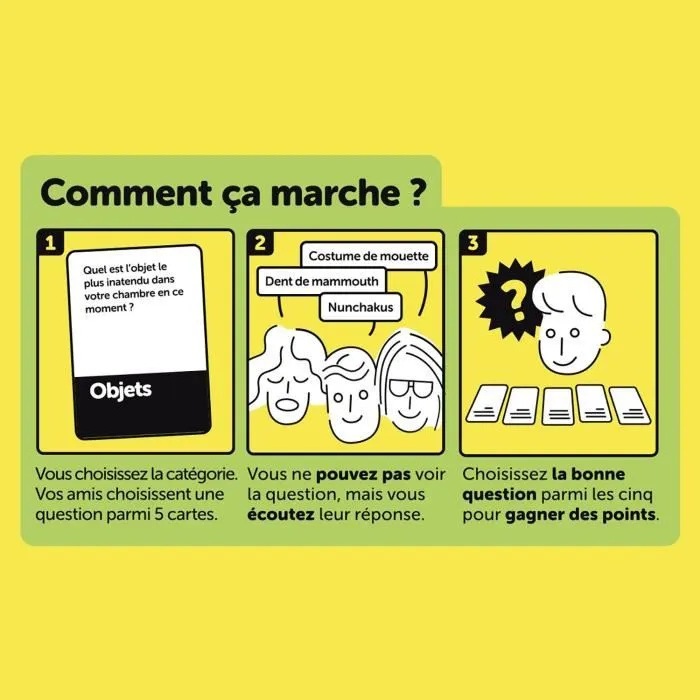 MEGABLEU Jeu d'ambiance Questions Dingues à Poser à vos Amis - Jeu de société à partir de 14 ans - Durée 20 min - Version française