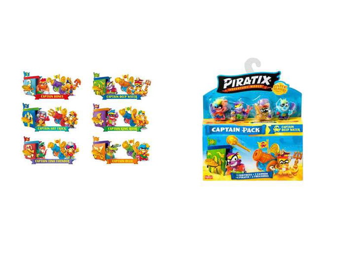 Magic Box Piratix Golden Treasure Captain Pack avec 4 figurines et accessoires