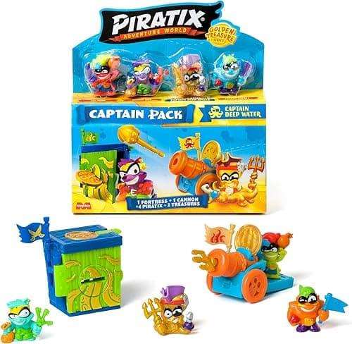 Magic Box Piratix Golden Treasure Captain Pack avec 4 figurines et accessoires