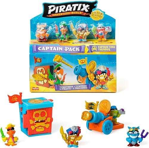 Magic Box Piratix Golden Treasure Captain Pack avec 4 figurines et accessoires