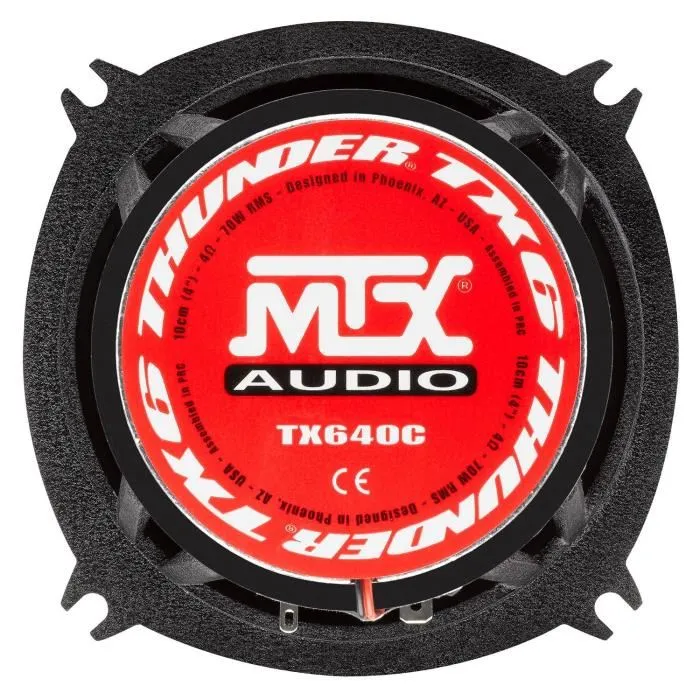 MTX AUDIO Haut-parleurs coaxiaux 2 voies 10 cm 4 ohms 70W RMS, châssis aluminium, bobine 25mm TIL, tweeter à dôme soie néodyme 22mm MTX AUDIO Haut-parleurs coaxiaux 2 voies 10 cm 4 ohms 70W RMS, châssis aluminium, bobine 25mm TIL, tweeter à dôme soie néodyme 22mm