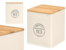 KINVARA Lot de 12 Bocaux Carrés avec Couvercle en Bambou, Crème