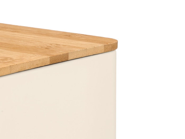 KINVARA Lot de 12 Bocaux Carrés avec Couvercle en Bambou, Crème
