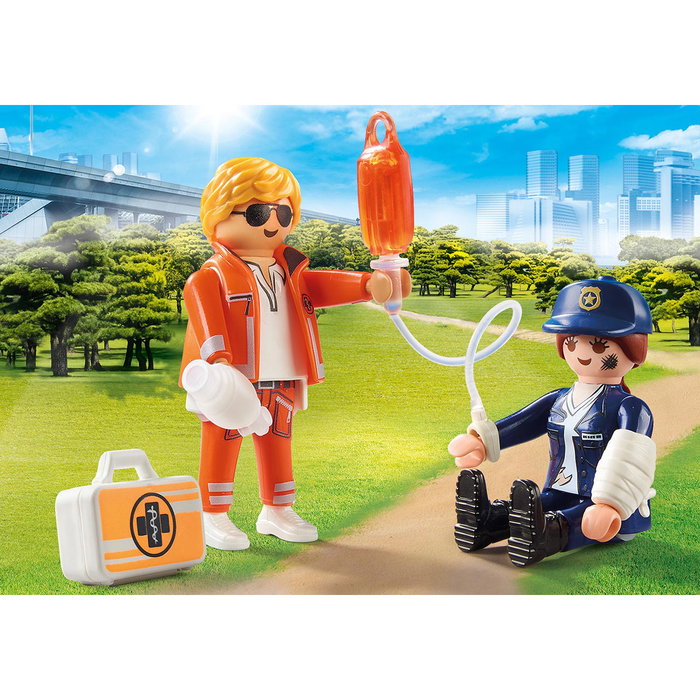 Playmobil Duo Pack Docteur et Policier avec Trousse de Premiers Secours et Transfusion