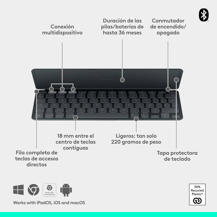 Clavier Bluetooth Logitech 920-013010 Graphite