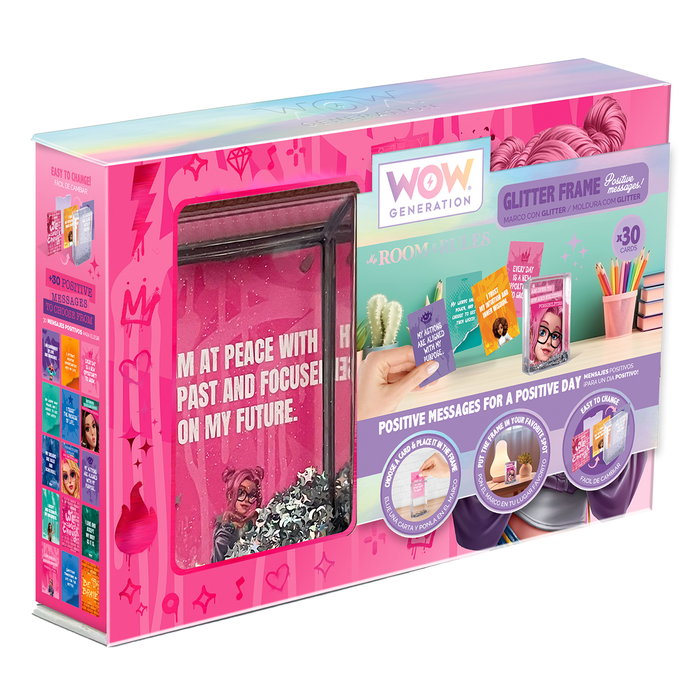 Kids Licensing Wow00141 - Cadre photo avec paillettes et messages motivants Wow Generation pour enfants à partir de 3 ans