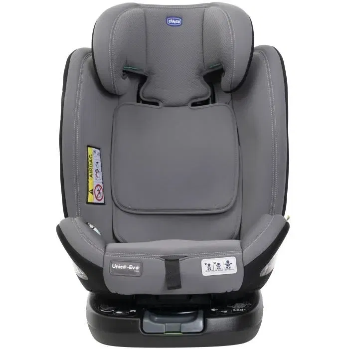 Chicco Siège Auto Unico Evo, Groupe 0/1/2/3 I-Size, Rotatif Inclinable 5 Positions, Réducteur, Installation Isofix ou Ceinture, Gris Noir