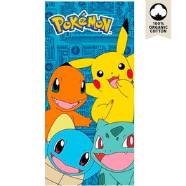 NINTENDO Serviette de bain Pokémon en Coton 100% - Taille 140x70 cm - 320 g/m²
