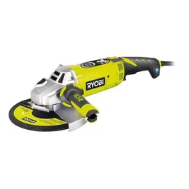 Ryobi Meuleuse d'angle filaire 230 mm 2000 W EAG2000-G, 6600 tr/min, fonction affûtage, poignée orientable 180°, avec disque métal et clé