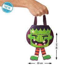 Atosa Sac à bonbons noir avec visage de monstre vert 28x20 cm
