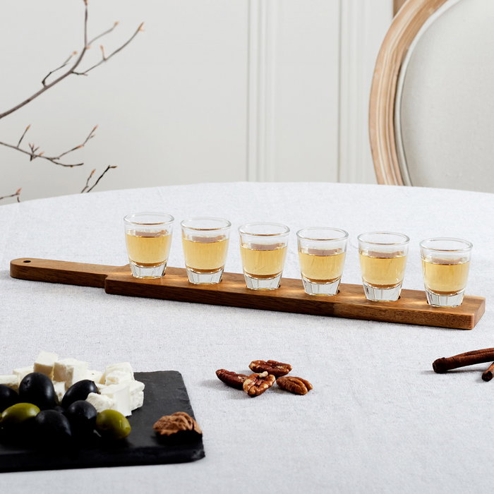 Cook Concept Ensemble de 6 verres à shot avec planche en acacia Cook Concept Ensemble de 6 verres à shot avec planche en acacia