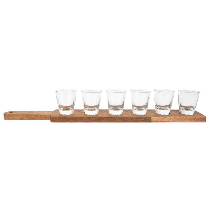 Cook Concept Ensemble de 6 verres à shot avec planche en acacia Cook Concept Ensemble de 6 verres à shot avec planche en acacia
