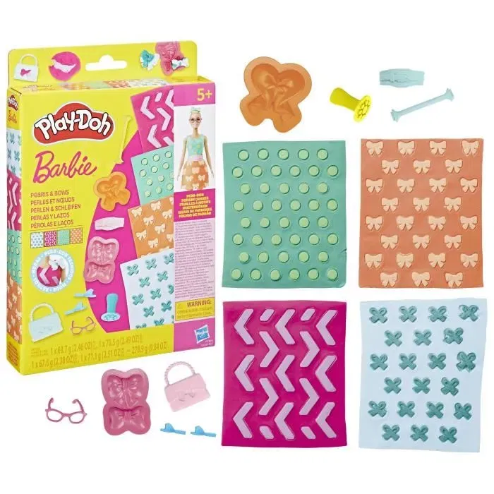 Play-Doh Recharge Barbie Perles et Noeuds, Pâte à Modeler Multicolore pour Coffret