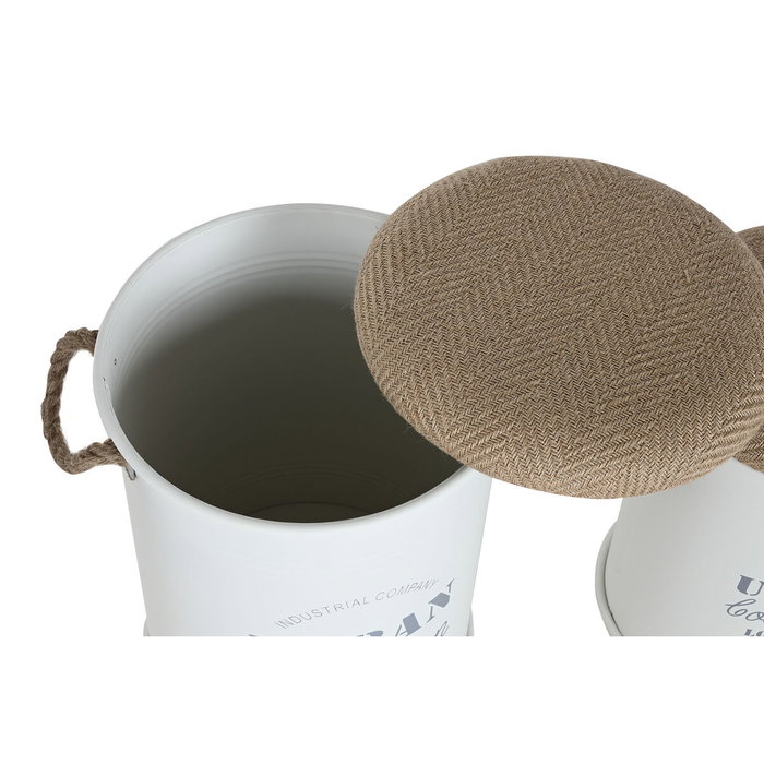 Boîte Décorative Home ESPRIT Blanc Polyuréthane Métal Fibre Urbaine (3 Pièces)