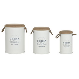 Boîte Décorative Home ESPRIT Blanc Polyuréthane Métal Fibre Urbaine (3 Pièces)