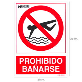WOLFPACK LINEA PROFESIONAL Panneau Interdiction de se baigner 30x21 cm