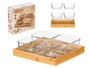 Kinvara Bandeja en bambou avec 4 bols en verre 21 x 21 x 6 cm (Set de 12)