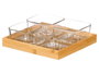 Kinvara Bandeja en bambou avec 4 bols en verre 21 x 21 x 6 cm (Set de 12)