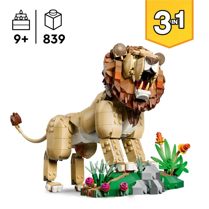 LEGO Creator 3-en-1 Animaux sauvages : Le Lion Majestueux (31386)