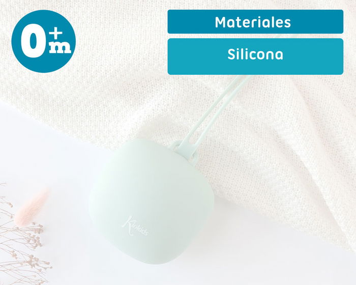 KioKids Porte-tétine en Silicone, Sage, pour bébé dès la naissance, lavable au lave-vaisselle et stérilisable, 1 pièce