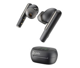 HP Voyager Free 60+ UC - Écouteurs True Wireless Intra-Auriculaires Carbone Noir avec Bluetooth, Adaptateur USB-C et Étui de Charge à Écran Tactile