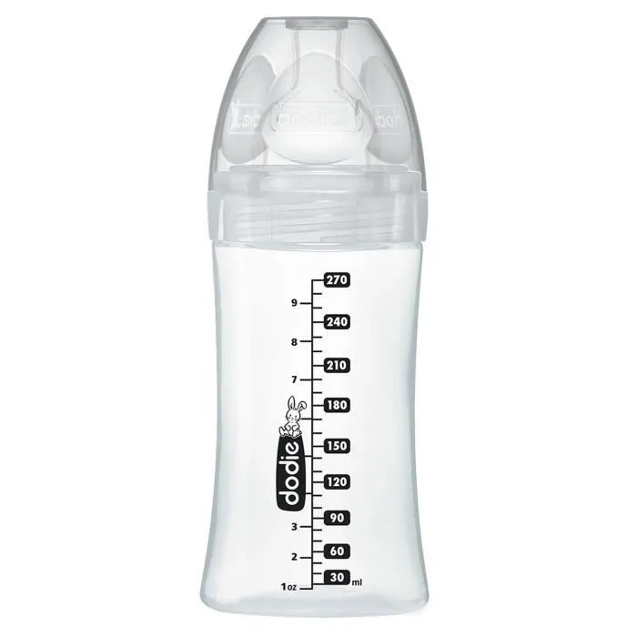 Dodie Biberon Sensation+ Anti-Coliques en Verre, 270ml, à partir de 0 mois, tétine plate, sans BPA, forme triangulaire pour prise en main facile Dodie Biberon Sensation+ Anti-Coliques en Verre, 270ml, à partir de 0 mois, tétine plate, sans BPA, forme triangulaire pour prise en main facile