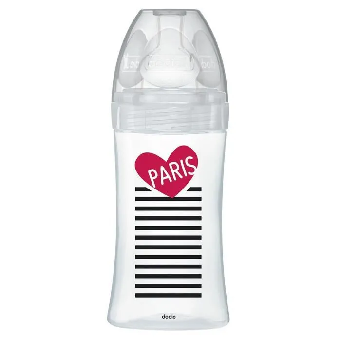 Dodie Biberon Sensation+ Anti-Coliques en Verre, 270ml, à partir de 0 mois, tétine plate, sans BPA, forme triangulaire pour prise en main facile Dodie Biberon Sensation+ Anti-Coliques en Verre, 270ml, à partir de 0 mois, tétine plate, sans BPA, forme triangulaire pour prise en main facile
