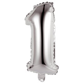 Party Time Ballon Chiffre 1 Argenté 35 cm