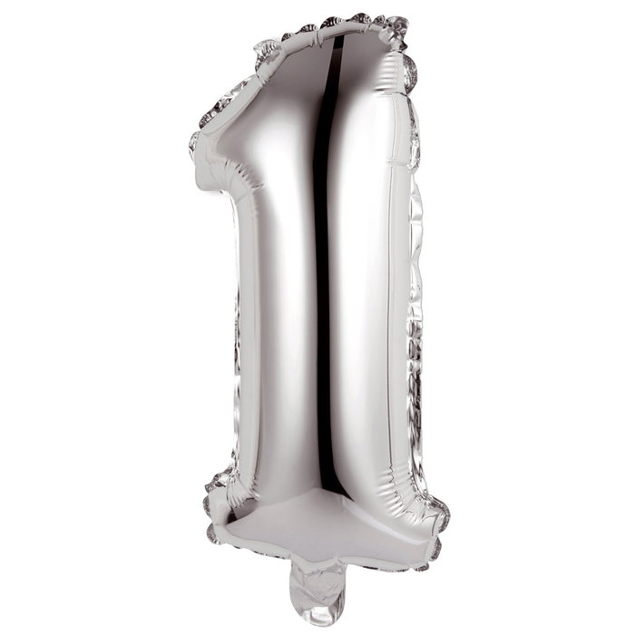 Party Time Ballon Chiffre 1 Argenté 35 cm Party Time Ballon Chiffre 1 Argenté 35 cm