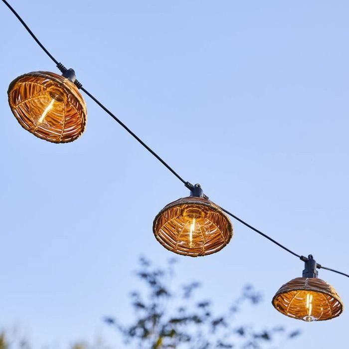 Lumisky Guirlande lumineuse Cottage 5,70 m - 10 globes transparents - LED blanc chaud - Beige
