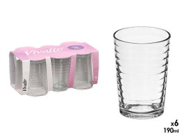 VIVALTO Set de 6 verres lignes 190ml transparents en verre