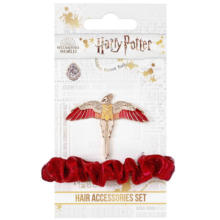 THE CARAT SHOP Set d'accessoires pour cheveux Fawkes Harry Potter - Barrette, serre-tête et élastique en polyester et zinc