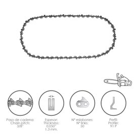 PAPILLON Chaîne de Tronçonneuse 3/8'' / 0,050'' 1,3 mm - 50 Maillons - 91 P